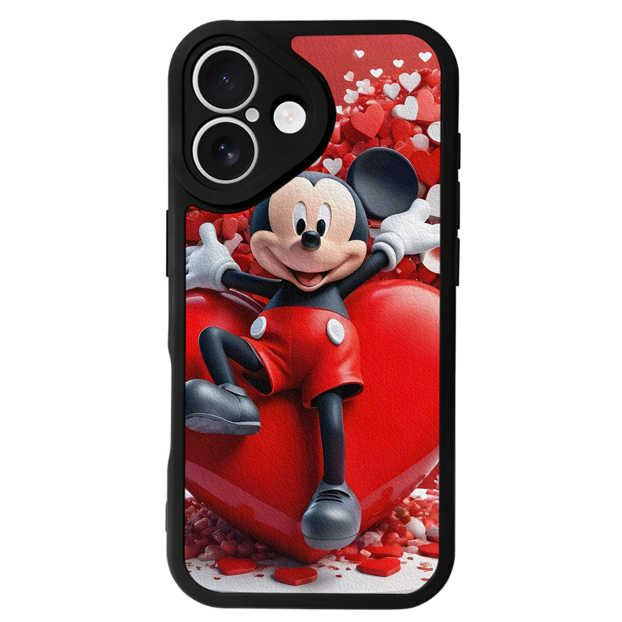 （画像用） ミッキーマウス Mickey Mouse 【iPhone 16シリーズ対応】シリコンスマホケース（レザー調） 材質：シリコン